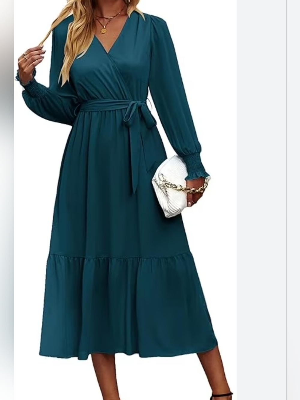 NWT!! PRETTYGARDEN,Wrap Front, Teal Midi Dress w/Waist Tie. Size XL